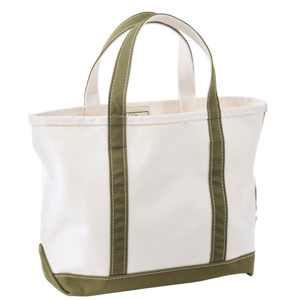 L.L. Bean Canvas Boat & Tote Bag with Olive straps